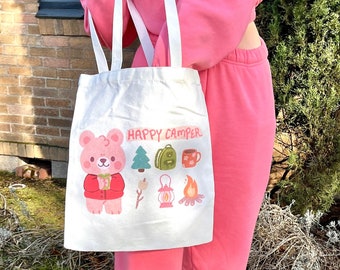 Happy Camper Tote Bag - Cute Bear
