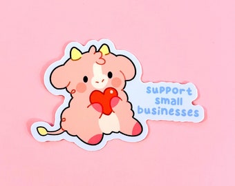 Support Small Business's Sticker - Cute Pink Cow - Rosie