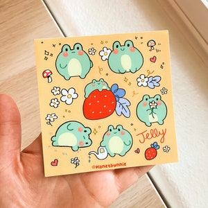 Cute Strawberry Frog - Spring Aesthetic *MINI* Sticker Sheet - Sticker Pack - Cozy - Hydro Flask Accessories