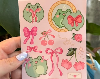 Coquette Frogs - Sticker Sheet - Water Proof - Vinyl - Laptop