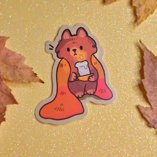 Spooky Halloween Cat  Sticker - Cute Fall Cat is Afraid of the Dark - Hydroflask Sticker