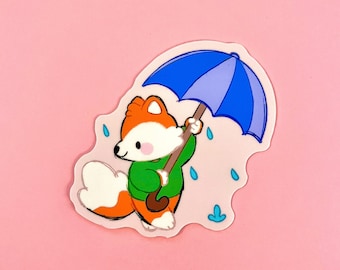 Fox in Rain - Sticker - Laptop Decal - Hydro flask