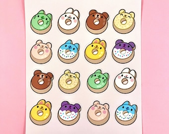 Animal Donuts - Cute Sticker Sheet