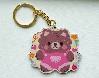 Beary Cute Wooden Keychain