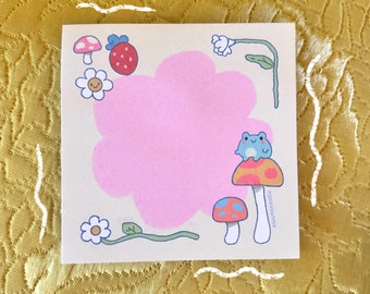 Strawberry Frog Memo Pad - Sticky Pad - Cottage Core