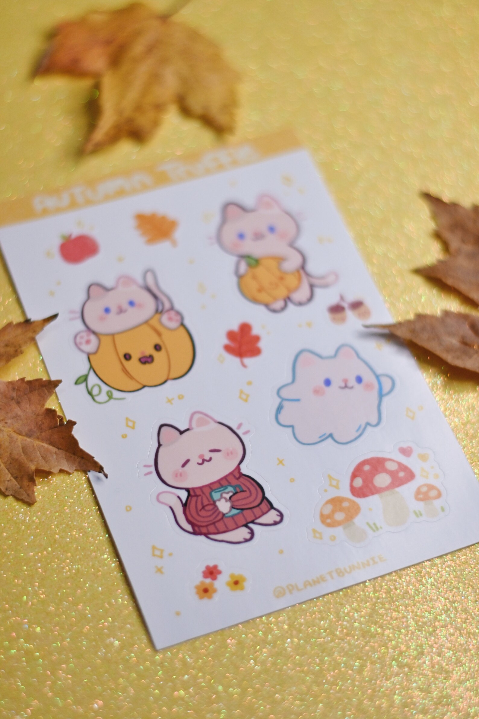 Cute Halloween Cat - Sticker Sheet - Cute Spooky Decor - Ghost Cat ...