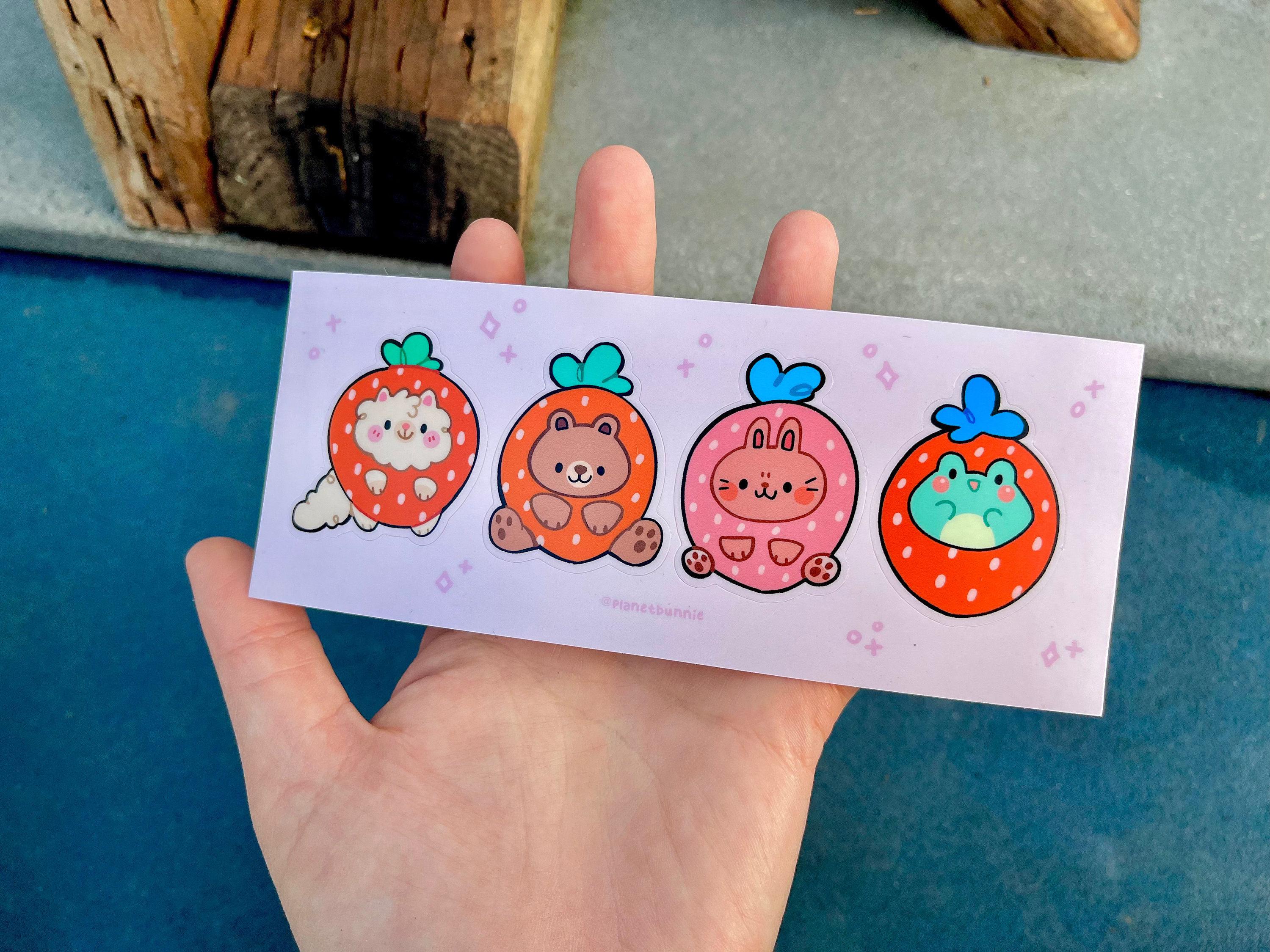 Strawberry Cuties - Animals - Kawaii - Stickers - Laptop Decal- Sticker ...