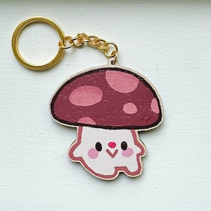 Mushroom Wooden Keychain