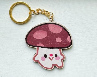 Mushroom Wooden Keychain