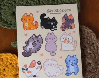 Cute Cats Sticker Sheet - Cat Breeds - Matte Vinyl - Laptop Decal - Water Resistant