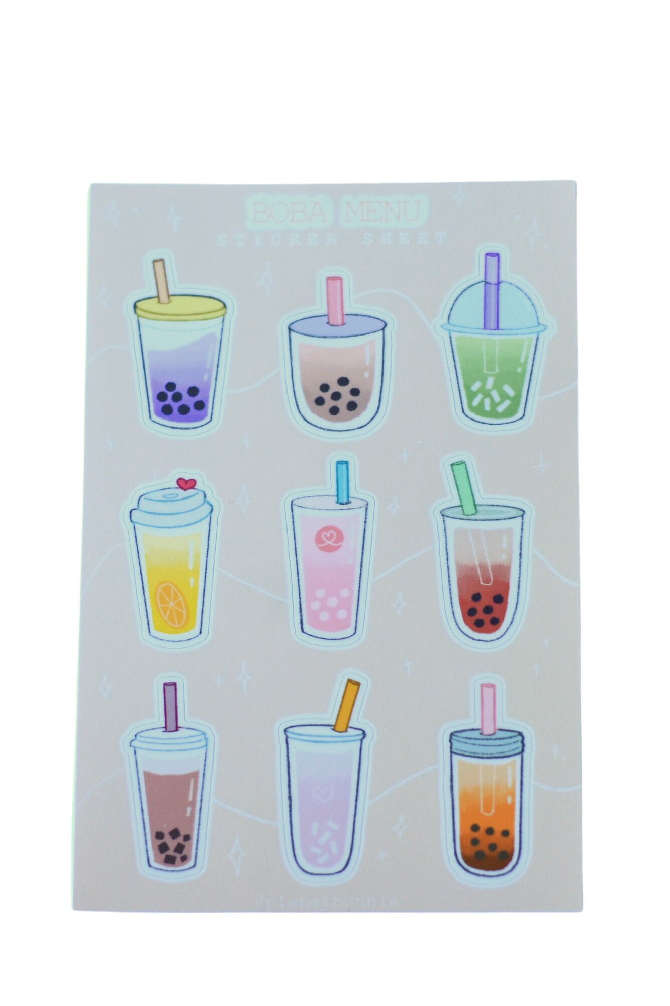 Boba Menu Stationery Sticker Sheet Bubble Tea and Milk Tea - Etsy UK