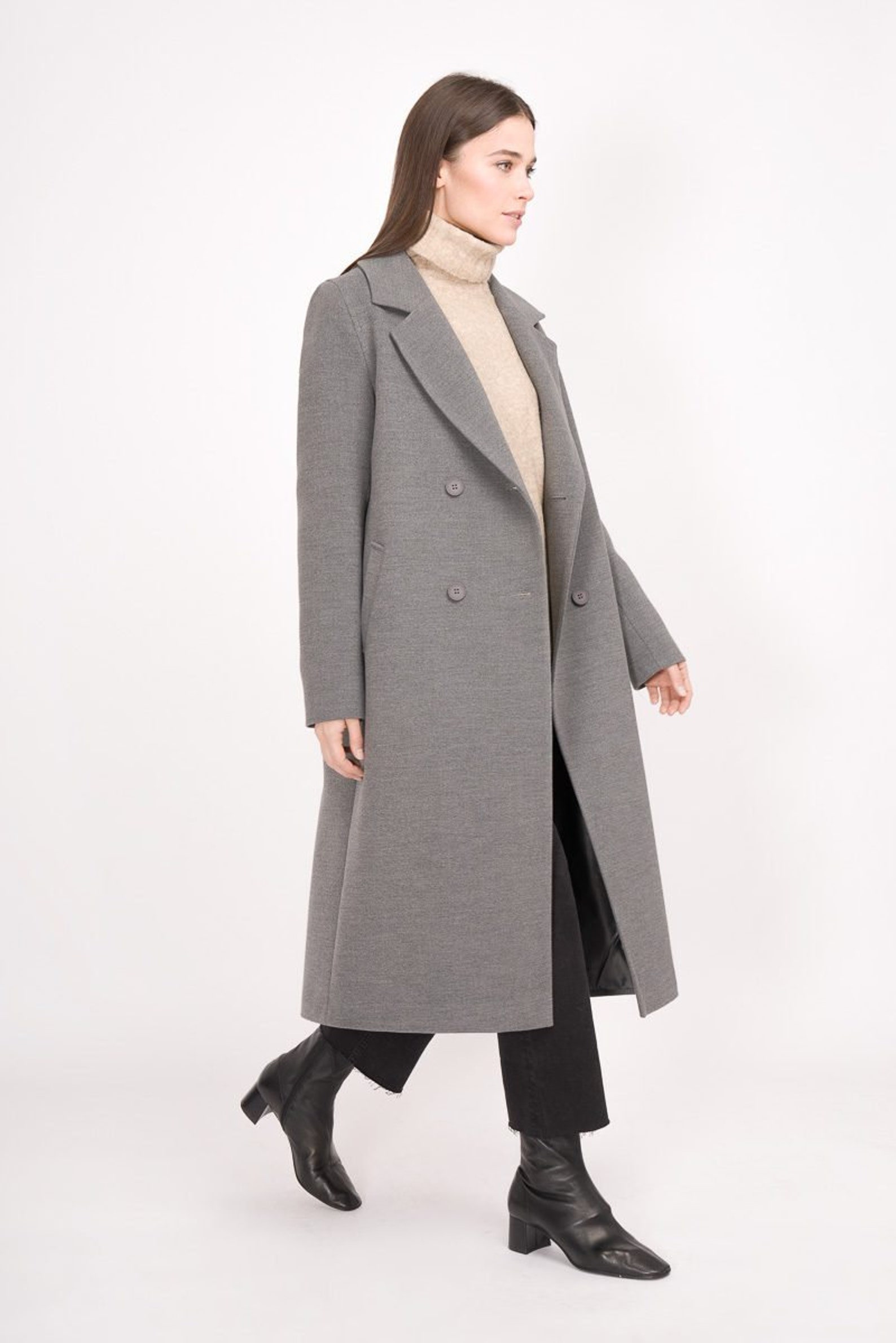 Longline wool coat jacket trench gray green women trendy | Etsy