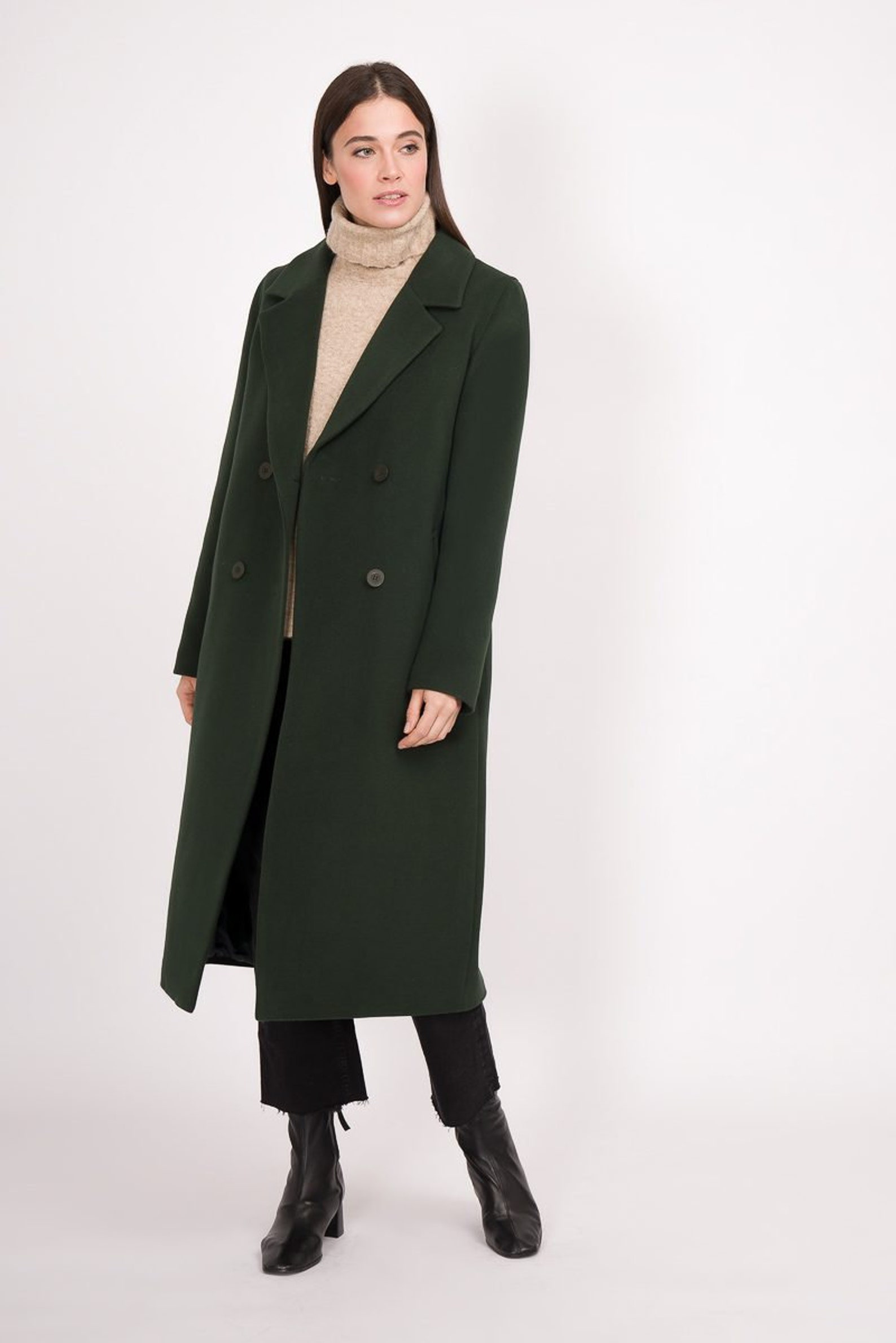 Longline wool coat jacket trench gray green women trendy Etsy