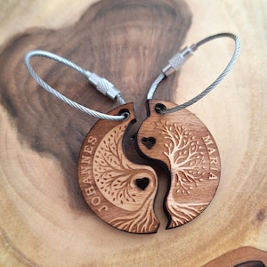 Lebensbaum Yin & Yang ** Paar-Schlüsselanhänger * * Personalisiertes Partner Geschenk ** Holz ** Valentinstag ** Geburtstag ** Nachhaltig