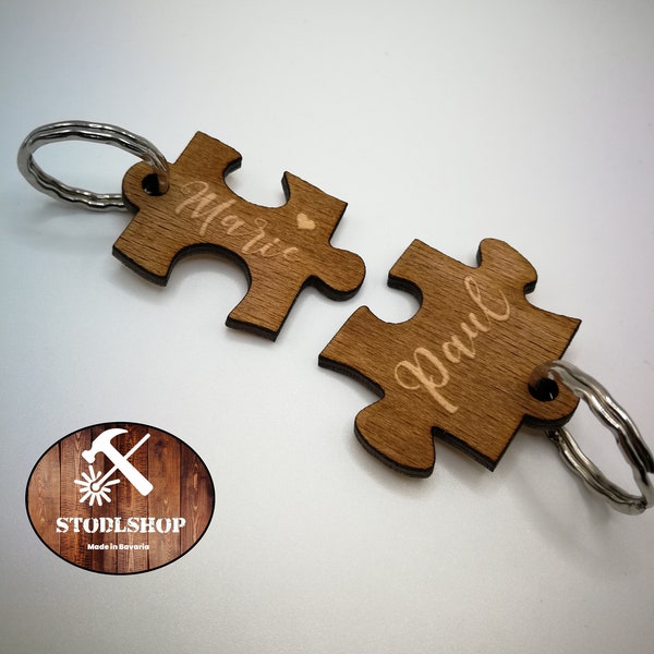 Puzzle ** Paar-Schlüsselanhänger * * Personalisiertes Geschenk ** Holz ** Valentinstag ** Geburtstag ** Unikat ** Valentinstagsgeschenk