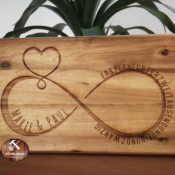 Frühstücksbrett mit Gravur | personalisiert | Brotzeitbrett mit Name und Datum | Geschenk | Hochzeit | Valentinstag | Geburtstag |