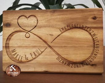 Frühstücksbrett mit Gravur | personalisiert | Brotzeitbrett mit Name und Datum | Geschenk | Hochzeit | Valentinstag | Geburtstag