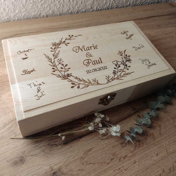 Hochzeitsbox mit Namen, Datum & Unterschriften der Schenkenden | personalisiert | Erinnerungsbox| Geschenk | Hochzeit | Geburtstag |