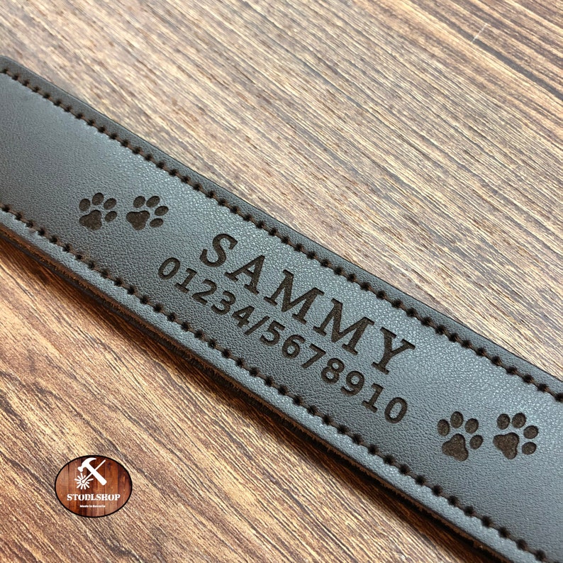 Hundehalsband aus Leder Hunter personalisiert mit Name und Telefonnummer Leinen los Hunde-IDWeihnachtsgeschenkQualität Bild 9