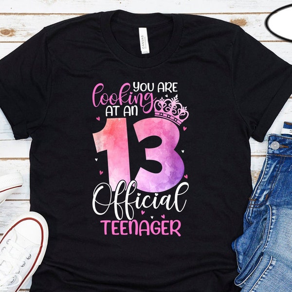 Official teenager shirt for her, 13 Birthday Shirt Girl,  13th birthday gift for her, Happy 13th birthday, 2008 shirt, Teenager Shirt