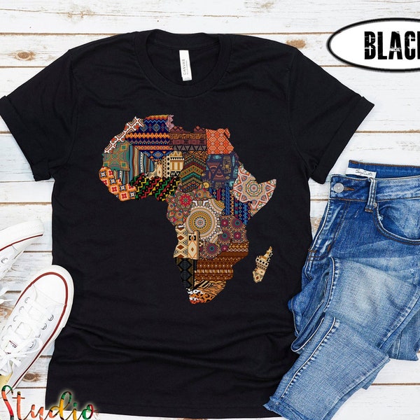 Kente Africa Continent Map, African shirt gift, Kente t shirt, Africa map shirt, Ankara shirt, Activist tee, African Countries Patterns Map