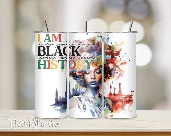 I am Black History 20 oz Skinny Tumbler, Juneteenth Gift for Black Girl, Black Empowerment Tumbler, Celebrate Black History Tumbler