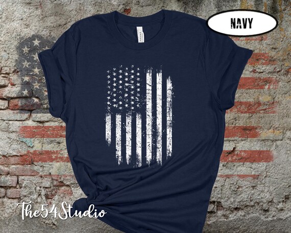 USA Distressed Vertical Flag T-shirt, 4th of July Flag Shirt, Patriotic T-Shirt, Red White and Blue American Flag, Independence Day Shirt