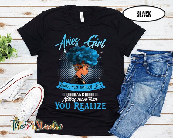 Black Aries Queen Birthday Shirt, Aries Zodiac Birthday Gift, Gift for Black Woman Aries Queen, Aries Girl Knows More, Gift For Aries Queen
