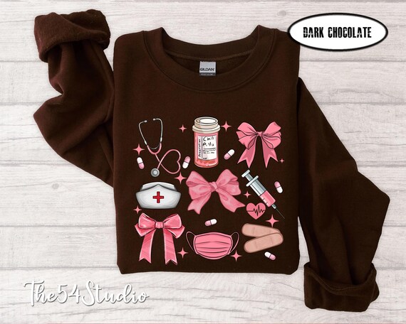 Nurse Sweatshirt, Nurse Coquette Bow Sweater, NICU Sweaters, New Nurse Gift, Soft Girl Nurse Graduation Gift Idea, Work Cute Nurse Crewneck