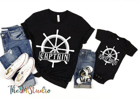 Nautical Father and Son Matching shirts, Mommy and Me Shirts, Custom Family Shirt, Captain, Navigator, Pirate, Anchor, Naval Gift for Family