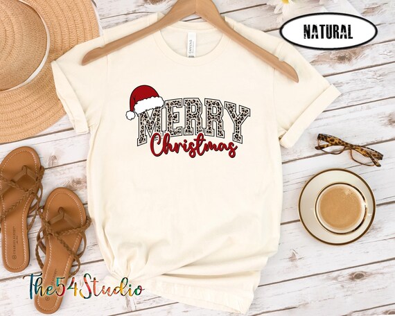 Merry Christmas T shirt, Leopard Christmas Shirt for Woman, Holiday Gift, Merry Christmas Family Matching Shirt, Plus Size Shirts 4X 5X Tees