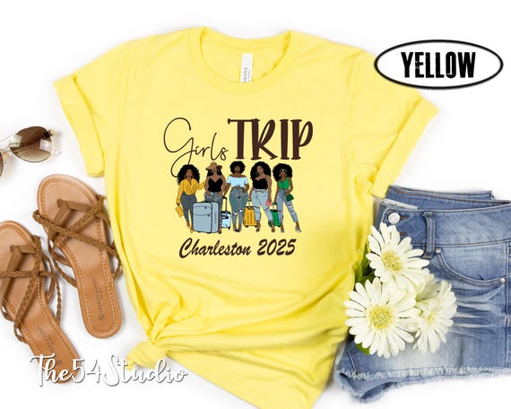 Personalize Melanin Black woman luggage Ladies Getaway Vacation Adventure Fun Together Plans Friends Therapy Travel Girls Trip Airport Shirt