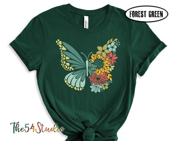 Floral Butterfly Shirt, Nature Lover Shirt For Women, Botanical Tee, Butterfly Lover Gift, Sunflower Butterfly T-Shirt, Antisocial Women Tee