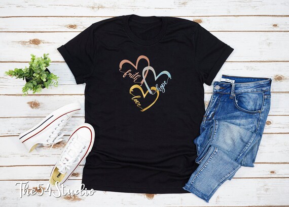 faith hope love shirt, Gift For Christian, Religious Shirt, Inspirational Gift, Christian Shirt, locking hearts, faith hope love heart shirt
