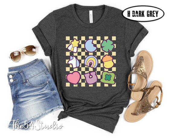St Patrick's Day Coquette Shirt, Lucky Charm Shirt, Shamrock Rainbow Shirt, Lucky Irish T-Shirt, St Patty's Good Luck Checker Shirt