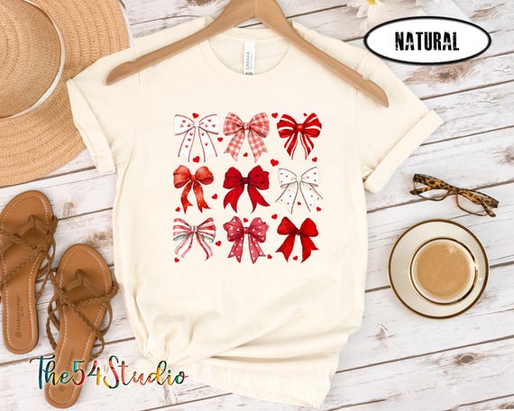 Coquette Valentine Heart Bow T-shirt, Retro Valentine Shirt, Valentines day Bow Shirt, Coquette Bow T Shirt, Bow Valentine Gifts