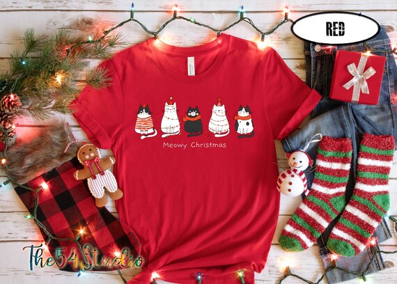 Meowy Christmas Shirt, Cat Christmas Shirt, Cat Lover Gift, Cat Mom Gift, Christmas Gift for Cat Mom, Cat Lover Shirt, 4x shirt, 5x shirt