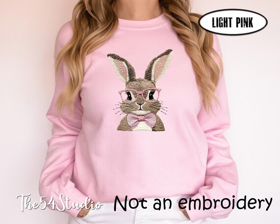 Cute Easter Bunny Sweatshirt, Easter Rabbit Sweater, Easter Bunny Hoodie, Easter Gift for Mom, Kids Easter Sweatshirt, Retro Bunny Shirt