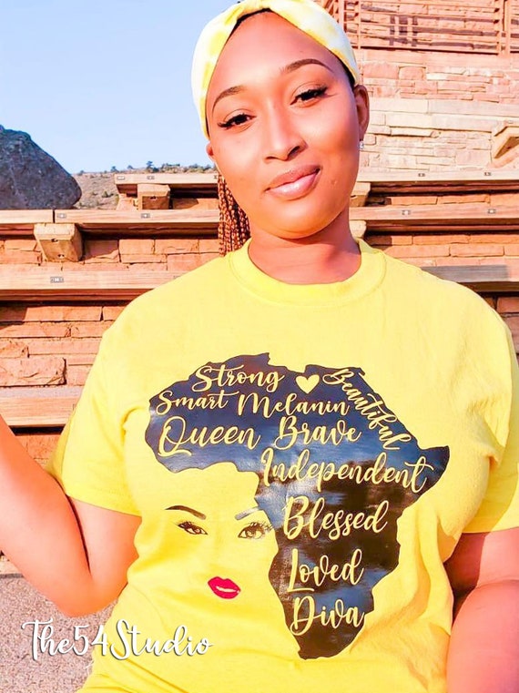 Black pride Africa Continent word shirt, African American Shirt, Afro Queen Shirt, Strong Blessed Melanin African Woman Shirt