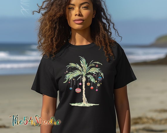 Christmas Palm Tree Shirt, Tropical Christmas Gift, Florida Christmas, July Hawaiian Shirt, Beach Aloha Christmas Shirt, Palm Tree Shirt 4x