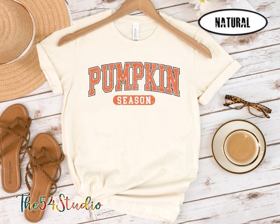 Pumpkin Season Shirt, Retro Varsity Pumpkin Shirt,Cute Fall Vibe Shirt For Women, Autumn Pumpkin Shirt, Fall Autumn Graphic T-Shirts