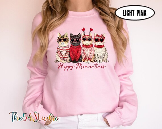 Happy Meowentines Sweatshirt for Cat Lover Mom, Cat Mom Sweater, Valentine Gift for Cat Lover, Cat Mom Sweater, Meowy Valentine Shirt