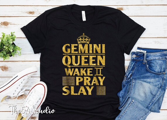Gemini Queen Wake Pray Slay, May June Birthday Queen T-Shirt, Birthday Queen, Black Woman, Afro Hair, Afro Girl Queen shirt, Melanin Queen