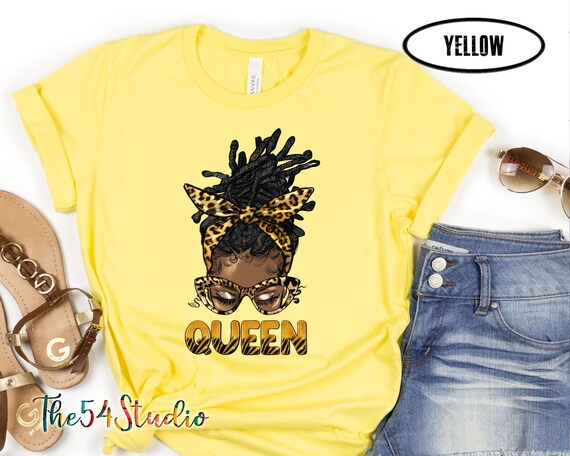 T shirts for Afro locs and glasses Queen