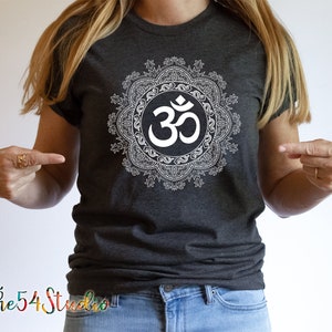 Om Yoga Mandala Flower Shirt, Yoga Shirt, Hinduism, Spirituality, Tantra, Vegan, Eco-Friendly Shirt, Workout Shirt, Inspirational Shirt, Aum