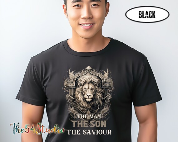 Lion The Man The Son The Saviour, Faith shirt, Jesus shirt, Jesus Shirt Christian Graphic Tee, Christian Graphic T-shirt for Men