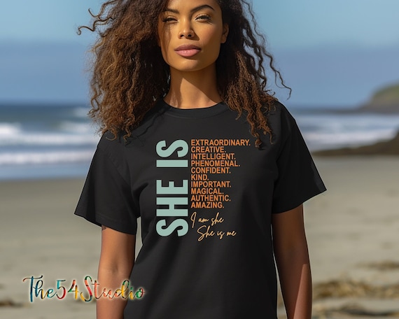 She is me Melanin Black Women Shirt African American Black History Brown Sugar T Shirts for Brown Skin Girl Black Queen Inspirational Shirt