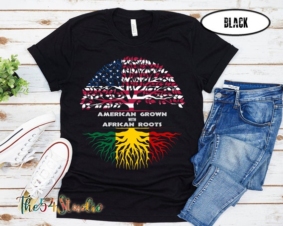 American Grown African Roots Shirt, America Flag Africa Flag, African Roots, Family Roots, Family Tree, Tree of Life, African American Shirt