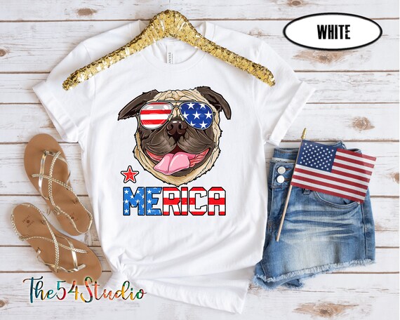 Merica fourth of July Pug shirt, 4th of July Merica Pug shirt, Pug shirt for her, Pug shirt for him, Gift for Pug Mom