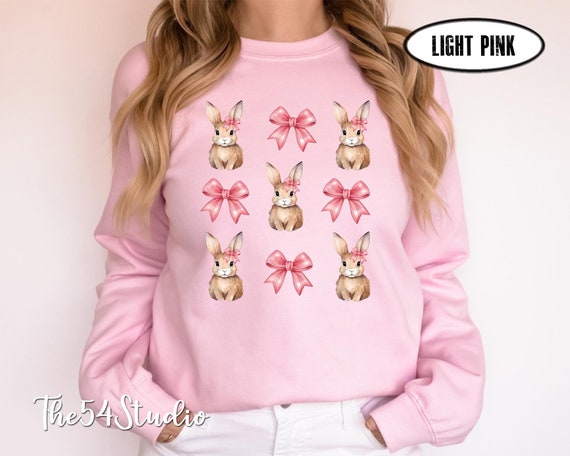 Coquette Easter Bunny Sweatshirt, Cute Bunny and Bow Sweatshirt, Easter Bunny Sweatshirt, Happy Easter Day Gift for Woman, Trendy Ribbon Bow